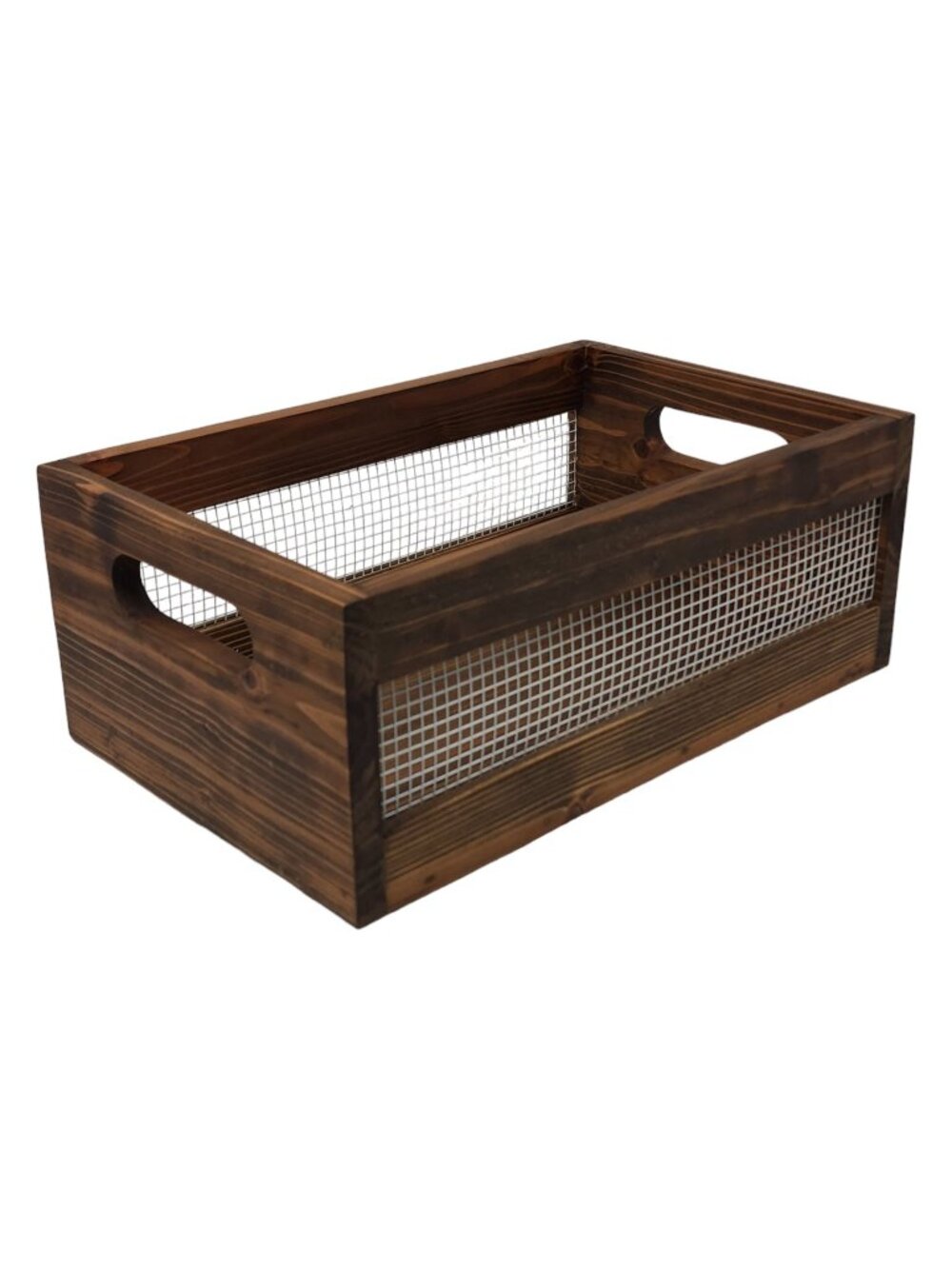Rustic Wood Basket Crate Storage Metal & Solid Wood Organizer Decorations Sturdy
